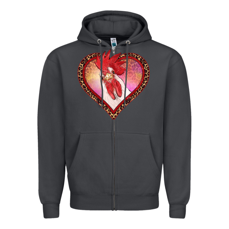 Valentine's Day Rooster With Leopard Heart Zipper Hoodie by RanaPortraitStore | Teevron