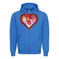 True Royal valentine's day rooster with leopard heart Zipper Hoodie - RanaPortraitStore