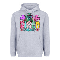 Heather Grey Easter Day He is risen indeed Heavyweight Hoodie - OliviaCreatesArt