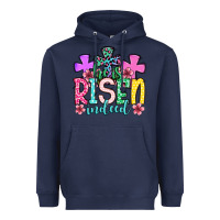 Navy Easter Day He is risen indeed Heavyweight Hoodie - OliviaCreatesArt