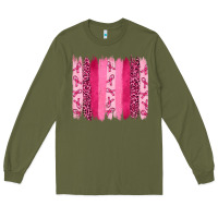 Army Green Breast Cancer Brushstrokes Long Sleeve Tee - RanaPortraitStore