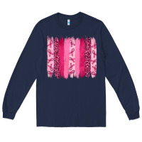 Navy Breast Cancer Brushstrokes Long Sleeve Tee - RanaPortraitStore