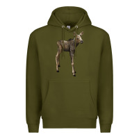 Army Green moose fawn deer Premium Hoodie - LillyAllenDesigns