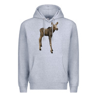 Heather Grey moose fawn deer Premium Hoodie - LillyAllenDesigns