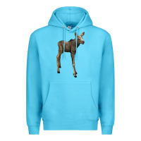 Ocean Blue moose fawn deer Premium Hoodie - LillyAllenDesigns
