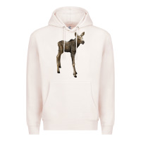 Pale Pink moose fawn deer Premium Hoodie - LillyAllenDesigns