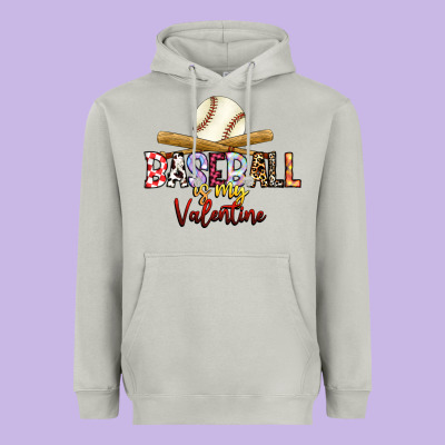 Baseball Is My Valentine Heavyweight Hoodie Designed By Racoondesign