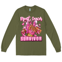 Army Green Breast Cancer survivor afro girl sneakers Long Sleeve Tee - RanaPortraitStore