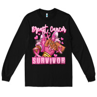 Black Breast Cancer survivor afro girl sneakers Long Sleeve Tee - RanaPortraitStore