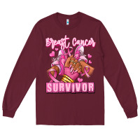 Burgundy Breast Cancer survivor afro girl sneakers Long Sleeve Tee - RanaPortraitStore