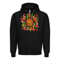 Black watermelon sunflower Zipper Hoodie - texasbilliewilder