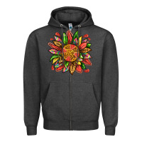 Charcoal Heather watermelon sunflower Zipper Hoodie - texasbilliewilder