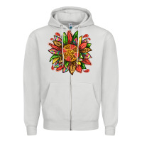 Dove Grey watermelon sunflower Zipper Hoodie - texasbilliewilder