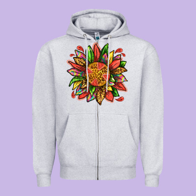 Watermelon Sunflower Zipper Hoodie Designed By Texasbilliewilder