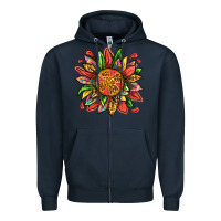 Navy watermelon sunflower Zipper Hoodie - texasbilliewilder