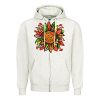 Oatmeal Heather watermelon sunflower Zipper Hoodie - texasbilliewilder