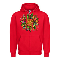 Red watermelon sunflower Zipper Hoodie - texasbilliewilder