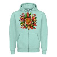 Seafoam watermelon sunflower Zipper Hoodie - texasbilliewilder