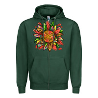Sports Green watermelon sunflower Zipper Hoodie - texasbilliewilder