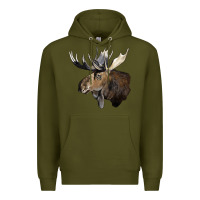 Army Green moose buck deer head Premium Hoodie - LillyAllenDesigns