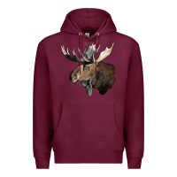 Burgundy moose buck deer head Premium Hoodie - LillyAllenDesigns