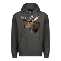 Charcoal Heather moose buck deer head Premium Hoodie - LillyAllenDesigns