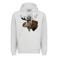 Dove Grey moose buck deer head Premium Hoodie - LillyAllenDesigns
