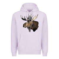 Lilac moose buck deer head Premium Hoodie - LillyAllenDesigns