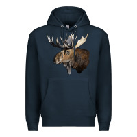 Navy moose buck deer head Premium Hoodie - LillyAllenDesigns