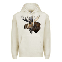 Oatmeal Heather moose buck deer head Premium Hoodie - LillyAllenDesigns