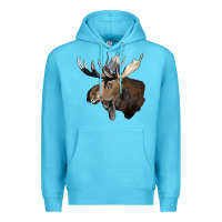 Ocean Blue moose buck deer head Premium Hoodie - LillyAllenDesigns