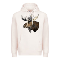 Pale Pink moose buck deer head Premium Hoodie - LillyAllenDesigns