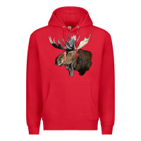 Red moose buck deer head Premium Hoodie - LillyAllenDesigns