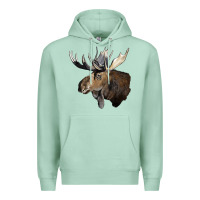 Seafoam moose buck deer head Premium Hoodie - LillyAllenDesigns