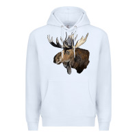 White moose buck deer head Premium Hoodie - LillyAllenDesigns
