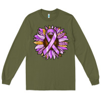 Army Green Cancer Awareness Sunflower Long Sleeve Tee - RanaPortraitStore