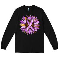 Black Cancer Awareness Sunflower Long Sleeve Tee - RanaPortraitStore