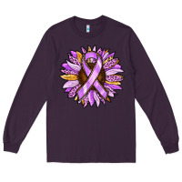 Plum Cancer Awareness Sunflower Long Sleeve Tee - RanaPortraitStore