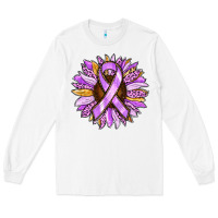 White Cancer Awareness Sunflower Long Sleeve Tee - RanaPortraitStore