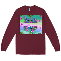 Burgundy custom name stitch Long Sleeve Tee - AdoDesignShop