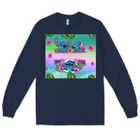 Navy custom name stitch Long Sleeve Tee - AdoDesignShop