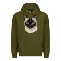 Army Green siamese face Premium Hoodie - LillyAllenDesigns