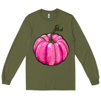 Army Green Breast Cancer Awareness Pink Pumpkin Long Sleeve Tee - RanaPortraitStore