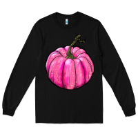 Black Breast Cancer Awareness Pink Pumpkin Long Sleeve Tee - RanaPortraitStore