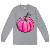 Heather Grey Breast Cancer Awareness Pink Pumpkin Long Sleeve Tee - RanaPortraitStore