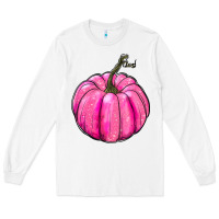 White Breast Cancer Awareness Pink Pumpkin Long Sleeve Tee - RanaPortraitStore