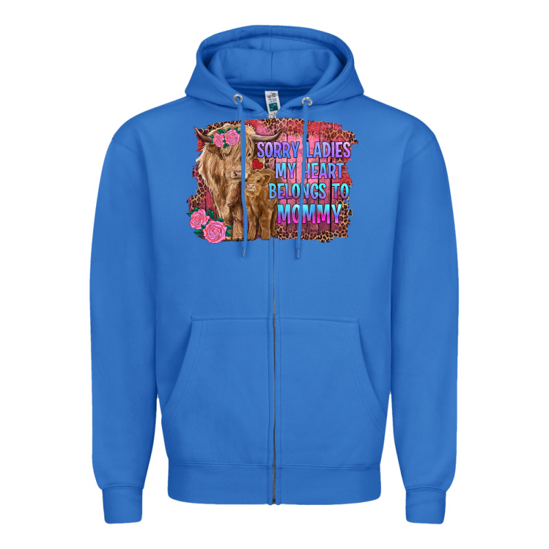 Sorry Ladies My Heart Belongs To Mommy Highland Cow And Calf Zipper Hoodie by RanaPortraitStore | Teevron
