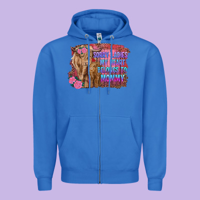 Sorry Ladies My Heart Belongs To Mommy Highland Cow And Calf Zipper Hoodie Designed By Ranaportraitstore