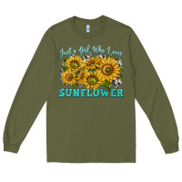 Army Green just a girl who loves sunflower Long Sleeve Tee - texasbilliewilder