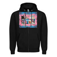 Black cat coffee cups Zipper Hoodie - Zillion Design Studio